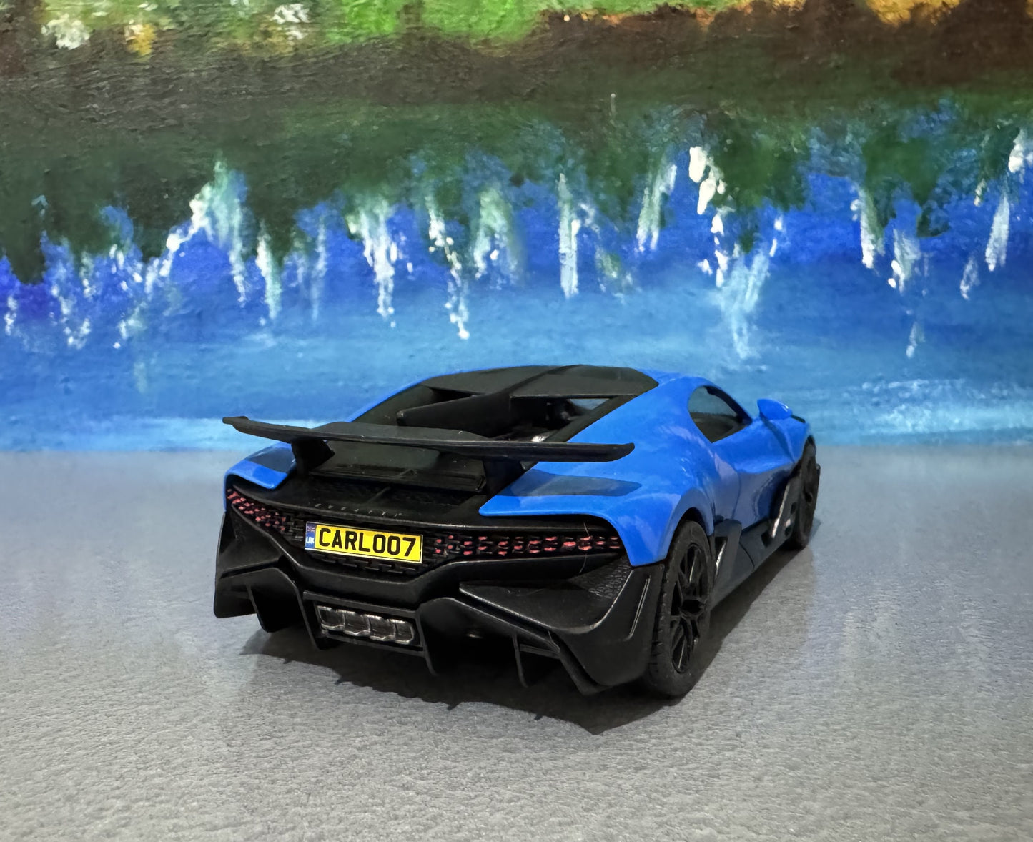 Licensed Bugatti Divo Diecast Car 1:36 – Blue/Black Model with Custom Name Plate – Collectible Toy Car Gift for Kids & Adults – Gift Sleeve