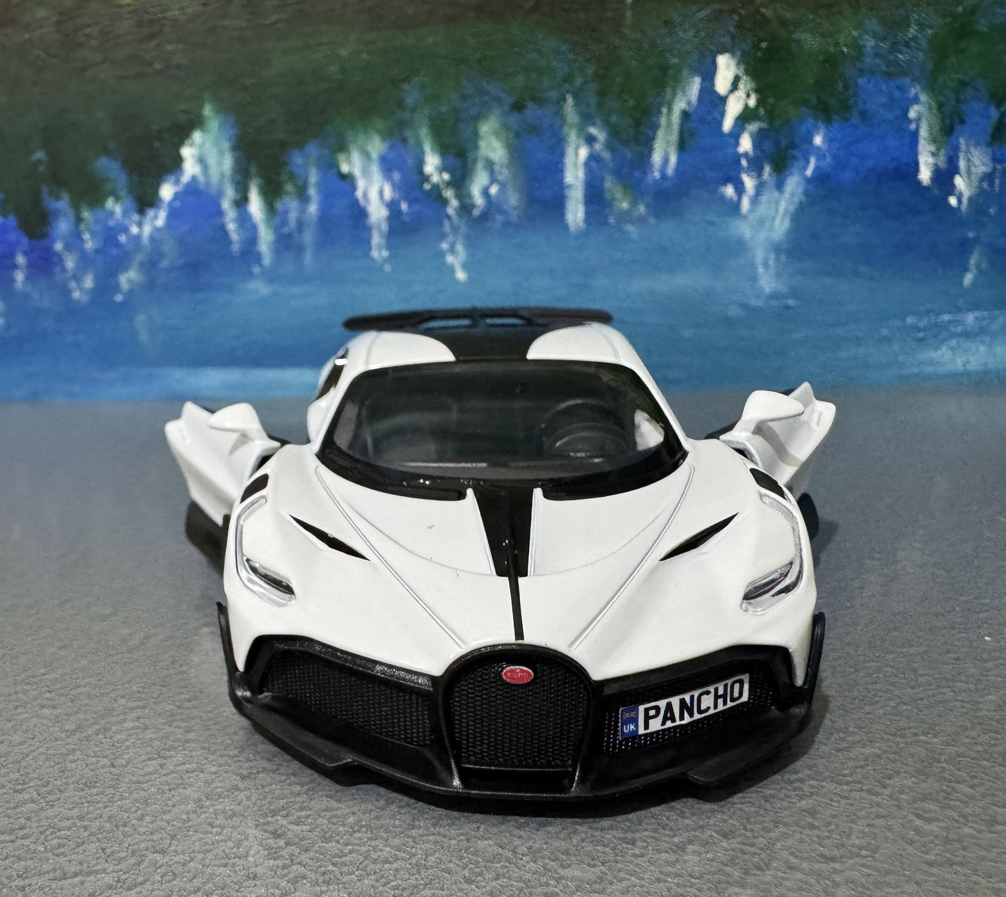 PERSONALIZED NAME Licensed Bugatti Divo 1:36 Diecast Car Model – White/Black – Collectible Toy Gift for Kids, Boys, Girls – Gift Sleeve