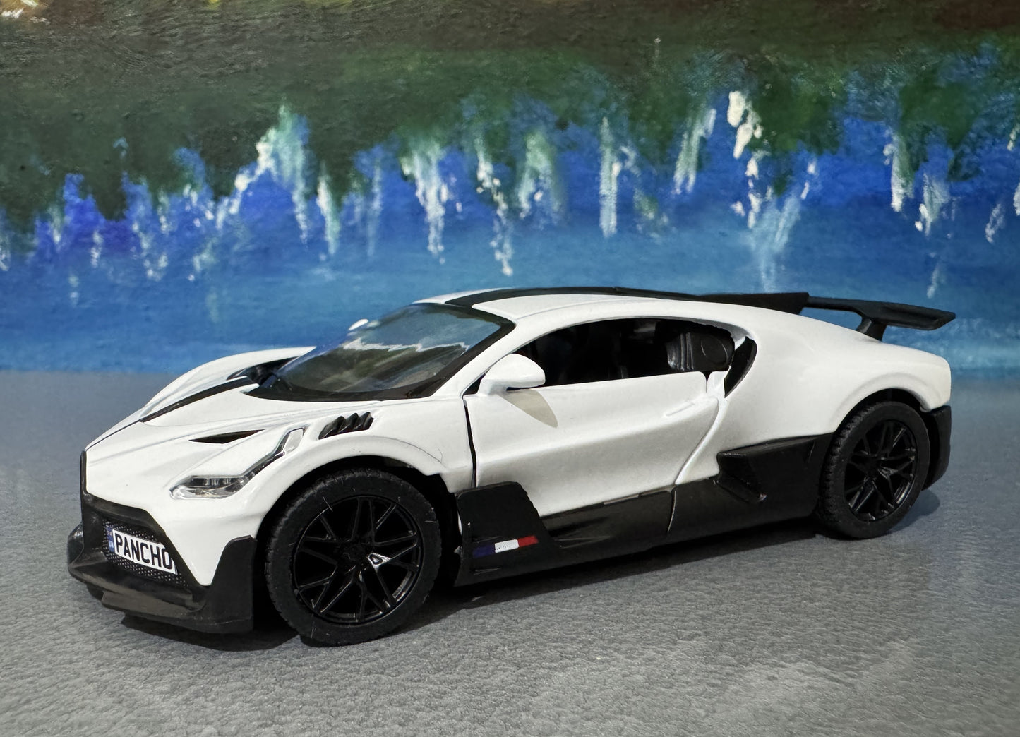 PERSONALIZED NAME Licensed Bugatti Divo 1:36 Diecast Car Model – White/Black – Collectible Toy Gift for Kids, Boys, Girls – Gift Sleeve