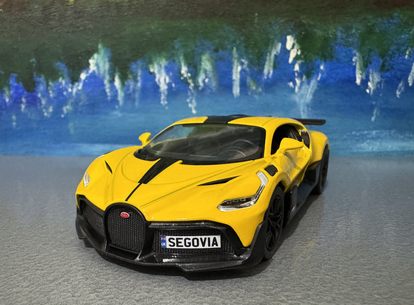 YOUR NAME PLATE Licensed Bugatti Divo 1:36 Diecast Toy Car – Yellow/Black – Collectible Toy Gift for Kids, Boys, Girls – Gift Sleeve