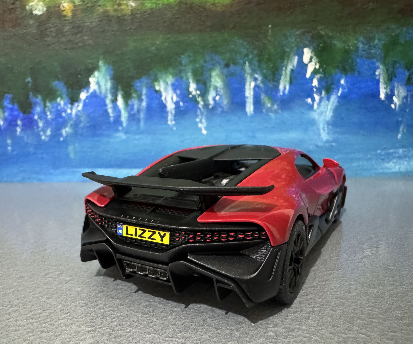 Licensed Bugatti Divo 1:36 Diecast Car Model – Red/Black – Custom Name Plate – Collectible Toy Gift for Kids, Boys, Girls – Gift Sleeve
