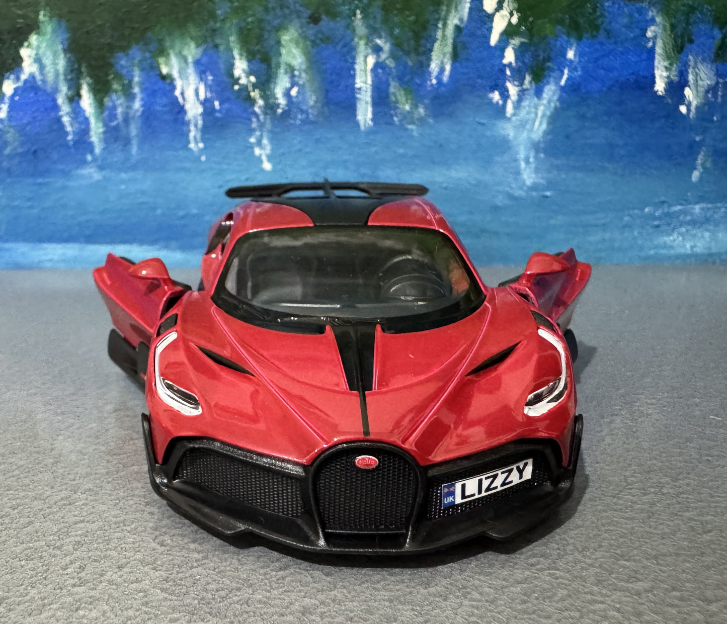 Licensed Bugatti Divo 1:36 Diecast Car Model – Red/Black – Custom Name Plate – Collectible Toy Gift for Kids, Boys, Girls – Gift Sleeve