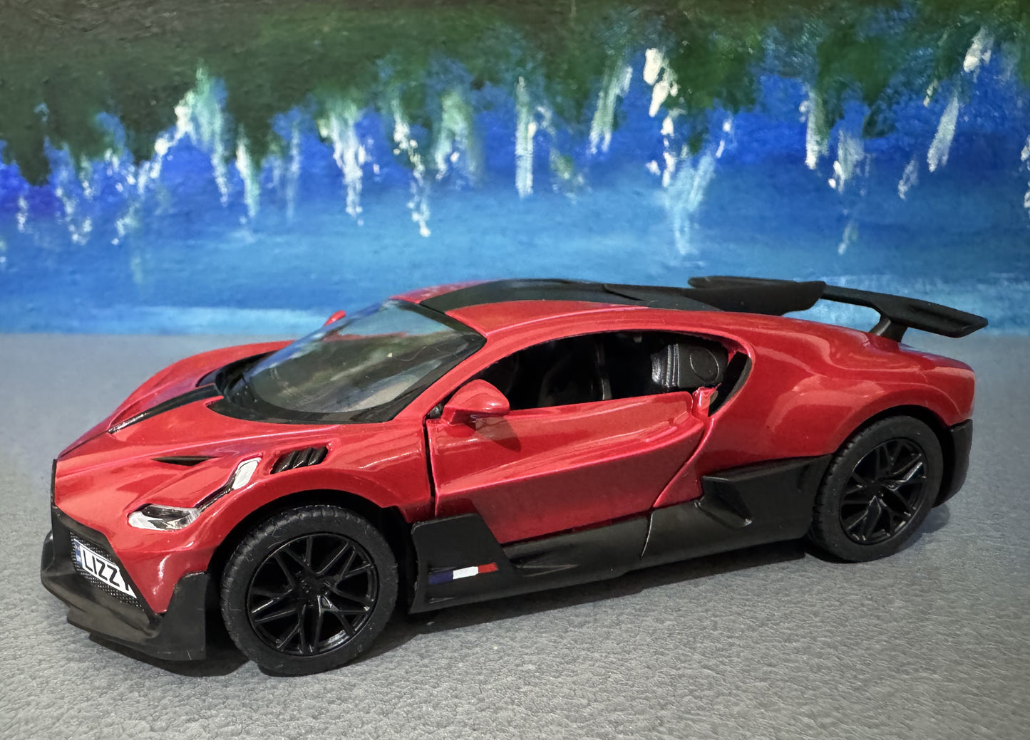 Licensed Bugatti Divo 1:36 Diecast Car Model – Red/Black – Custom Name Plate – Collectible Toy Gift for Kids, Boys, Girls – Gift Sleeve