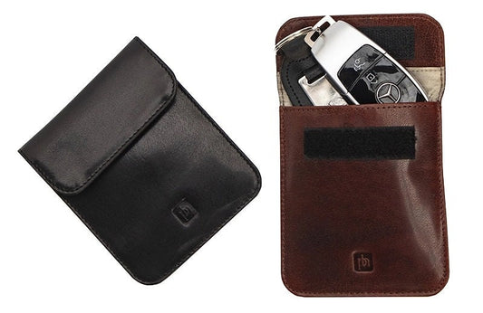 Premium Quality Car Key Fob Keyless Signal Blocker RFID Full Leather Key Pouch, Boxed