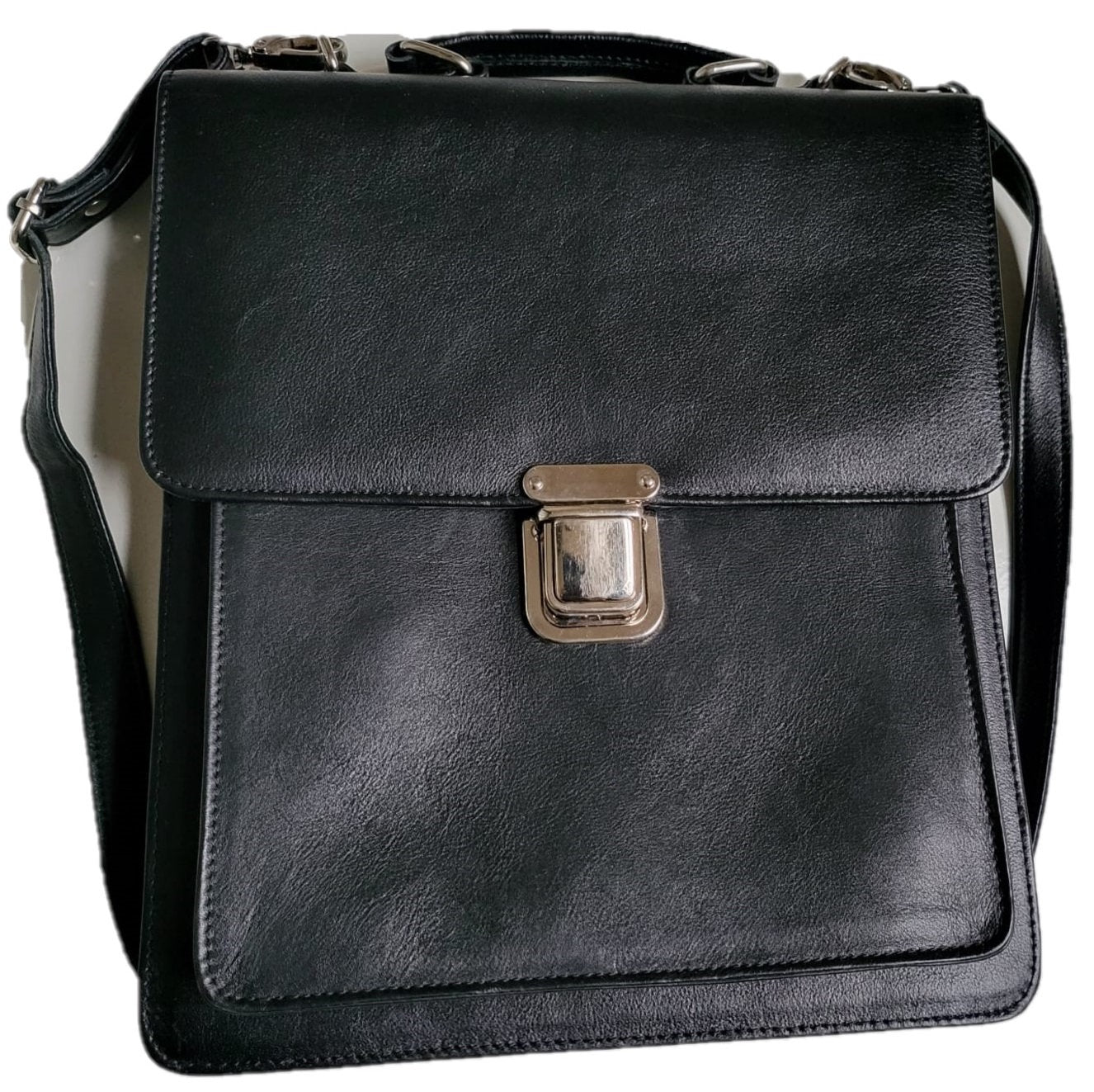Premium Leather Messenger Bag - Black Unisex Shoulder Bag for Men & Women | Spacious Work/Travel Bag | Versatile Laptop Briefcase