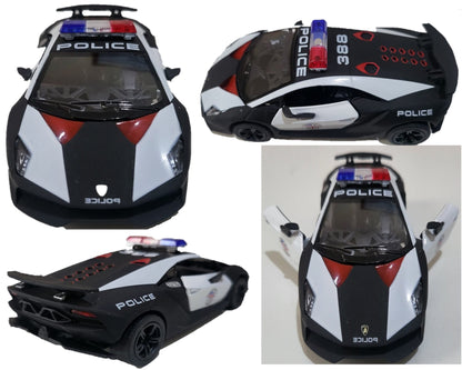 Any Name Lamborghini Sesto Elemento Police Diecast 1:38, boy brother sister dad mom gift sleeves