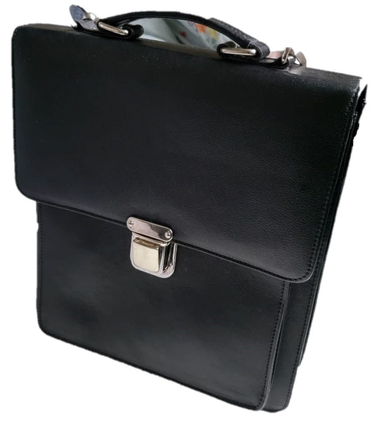 Premium Leather Messenger Bag - Black Unisex Shoulder Bag for Men & Women | Spacious Work/Travel Bag | Versatile Laptop Briefcase