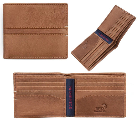 Prime Hide Genuine Premium Leather Texan Bifold Wallet RAFID BLOCK - 4802 Gift Boxed