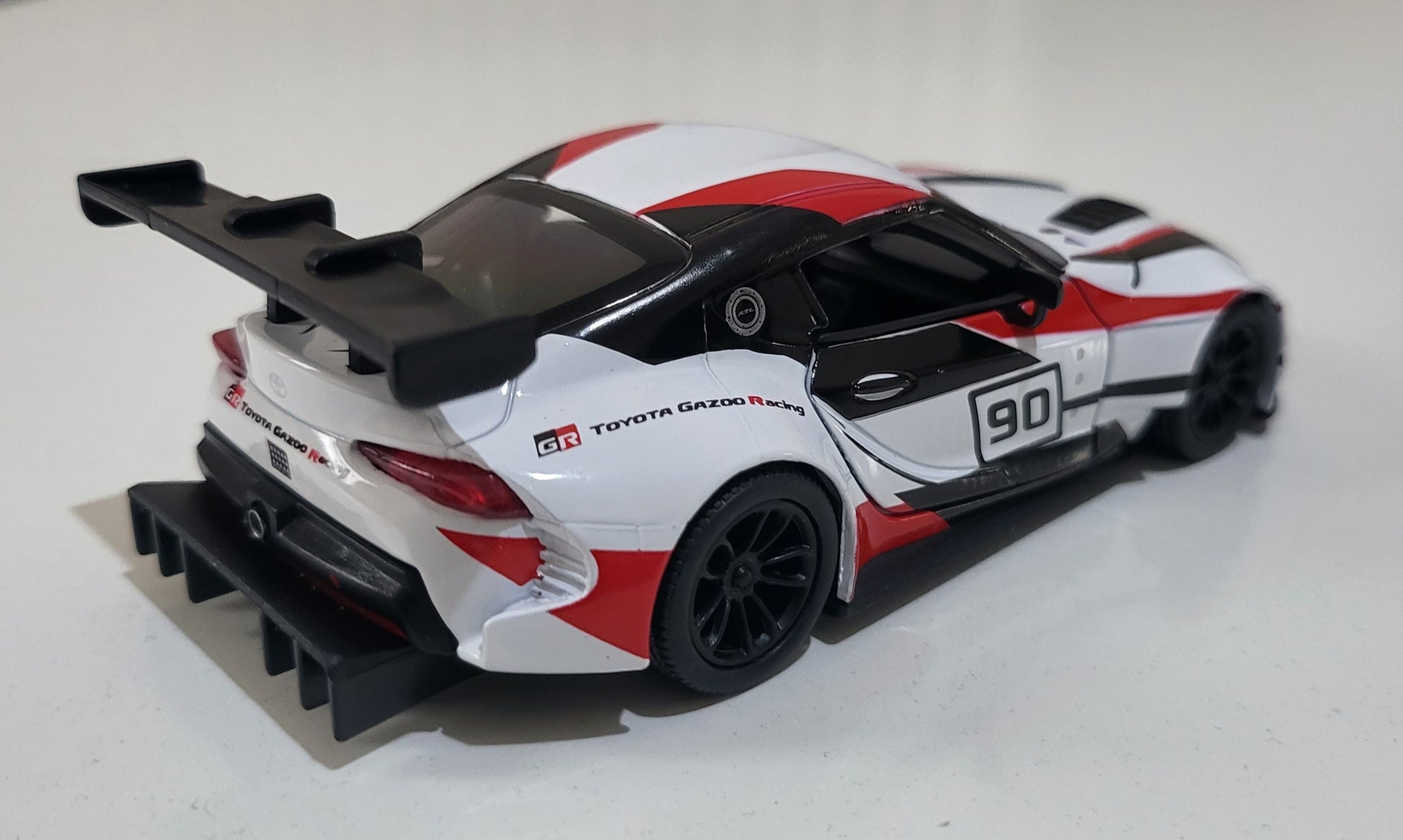White Toyota GR Supra Racing Concept Livery Edition 1:36 - PULL BACK, Open Doors, White Gift Sleeves boy dad uncle mom special day