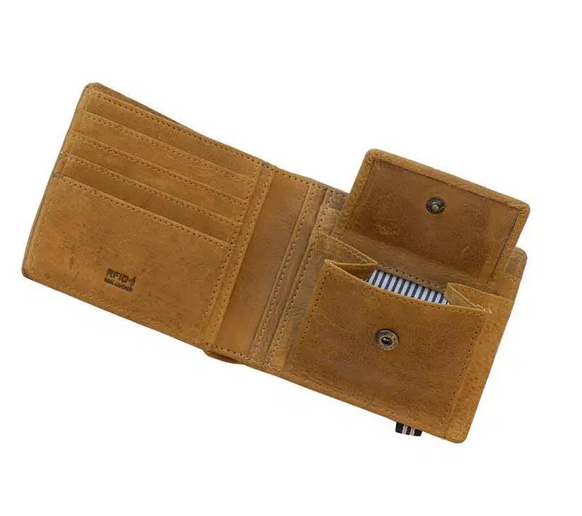 Prime Hide Premium Leather Bifold Wallet – Columbia Style (Black, Mustard) – RFID Blocking, Gift Boxed, Men's Slim Wallet 1807 Boxed