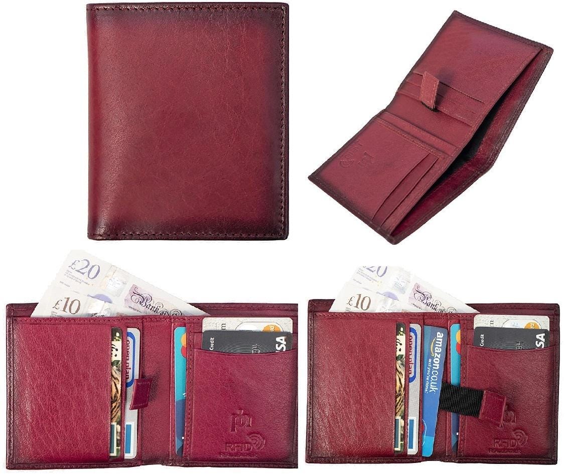 Men's Slim RFID Leather Wallet - Carlton Style 4180 | Premium Card Holder with Notes Compartment | Gift Boxed for Him