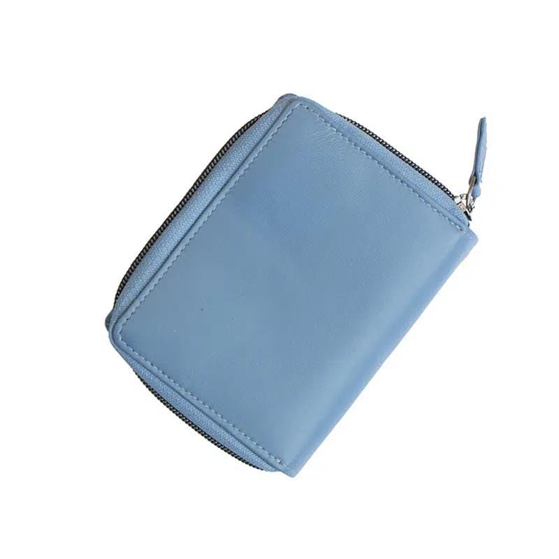 Prime Hide Leather Flavia Wallet - Medium Zip Trifold in Cornflower Blue | Magnetic Closure | Women's Luxury Purse Gift Boxed