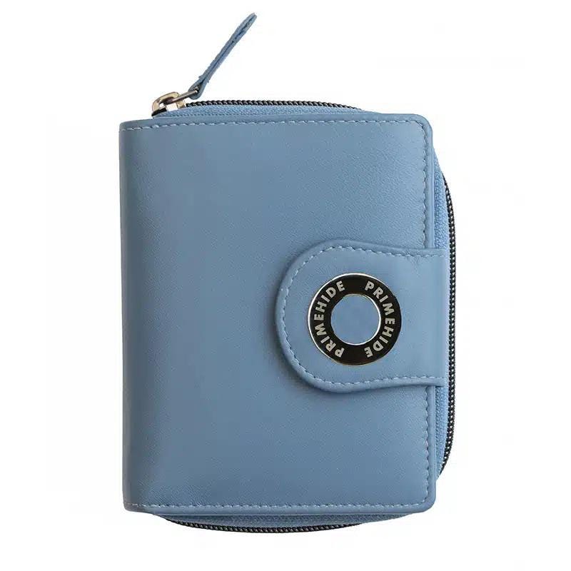 Prime Hide Leather Flavia Wallet - Medium Zip Trifold in Cornflower Blue | Magnetic Closure | Women's Luxury Purse Gift Boxed