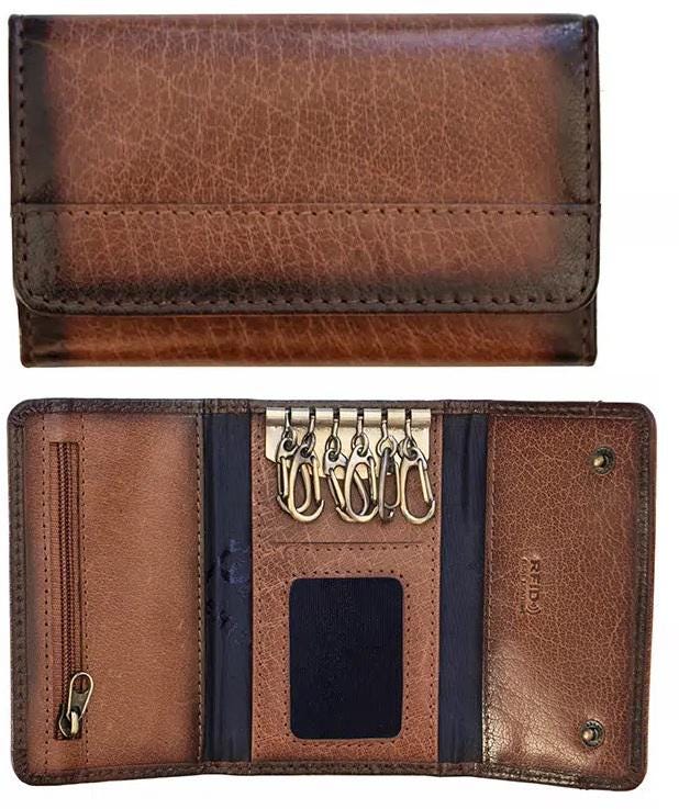 Prime Hide Leather Carlton Leather Key Wallet 6 Hooks, coin Zip, ID window Boxed very sturdy
