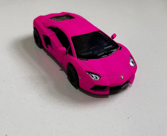 Kinsmart Meta 1/36 Scale - Lamborghini Aventador Pull Back Action - Pink/Yellow, birthday gift mother day gif lovely present
