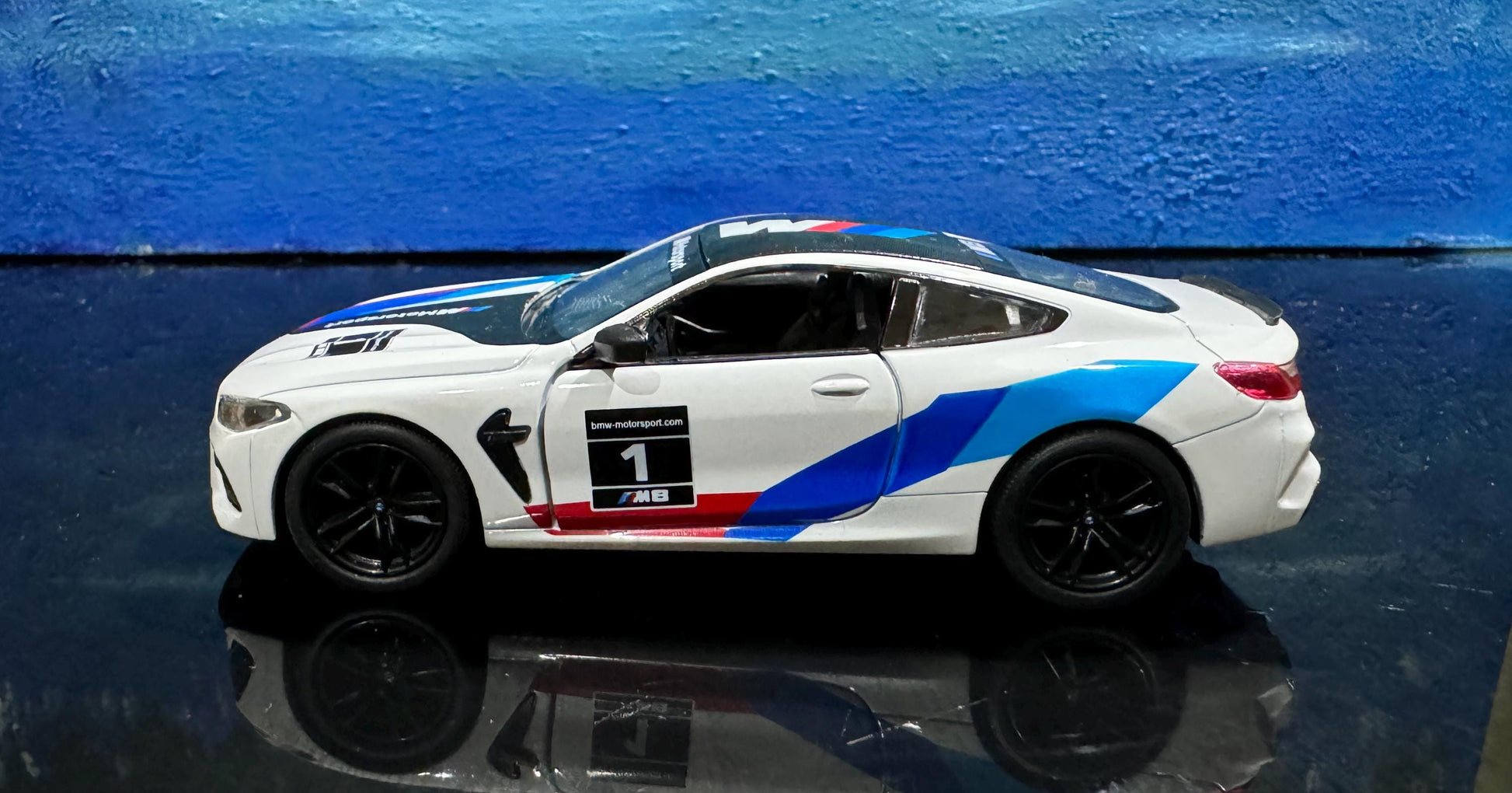 BMW M8 Competition Coupe Diecast Model Car 1:38 Scale – Pull Back, Black/White, Collectible Gift for Mom, Father's Day, Display Gift Sleeves