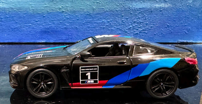 BMW M8 Competition Coupe Diecast Model Car 1:38 Scale – Pull Back, Black/White, Collectible Gift for Mom, Father's Day, Display Gift Sleeves