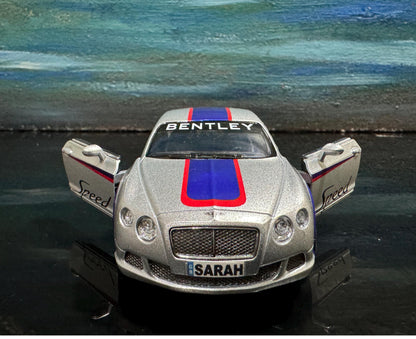 Personalized Bentley GT Speed 2012 Diecast Car 1/38 Collectible Gift for Dad, Boys, girls, Uncle Birthday, Anniversary, Cake Topper, Sleeve