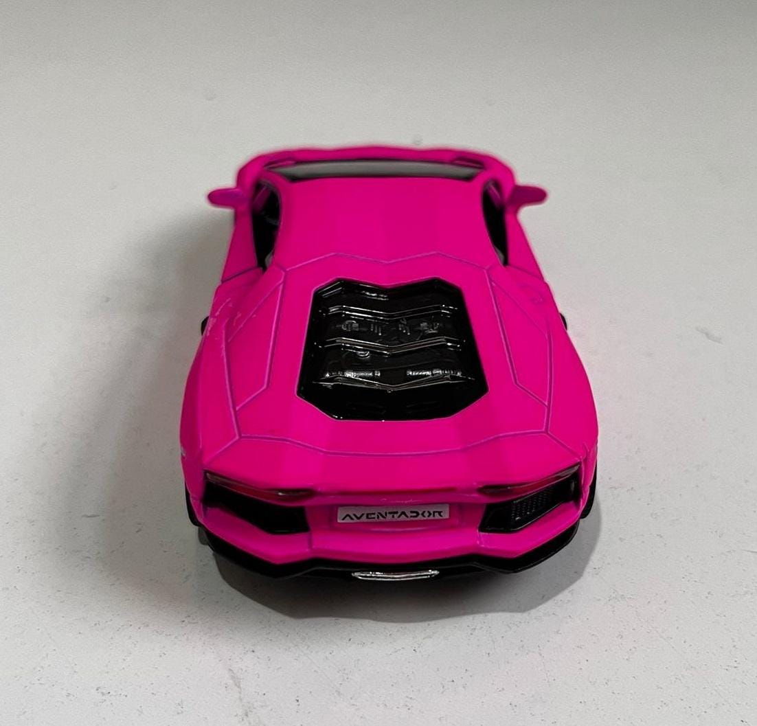 Kinsmart Meta 1/36 Scale - Lamborghini Aventador Pull Back Action - Pink/Yellow, birthday gift mother day gif lovely present