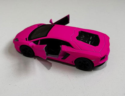 Kinsmart Meta 1/36 Scale - Lamborghini Aventador Pull Back Action - Pink/Yellow, birthday gift mother day gif lovely present
