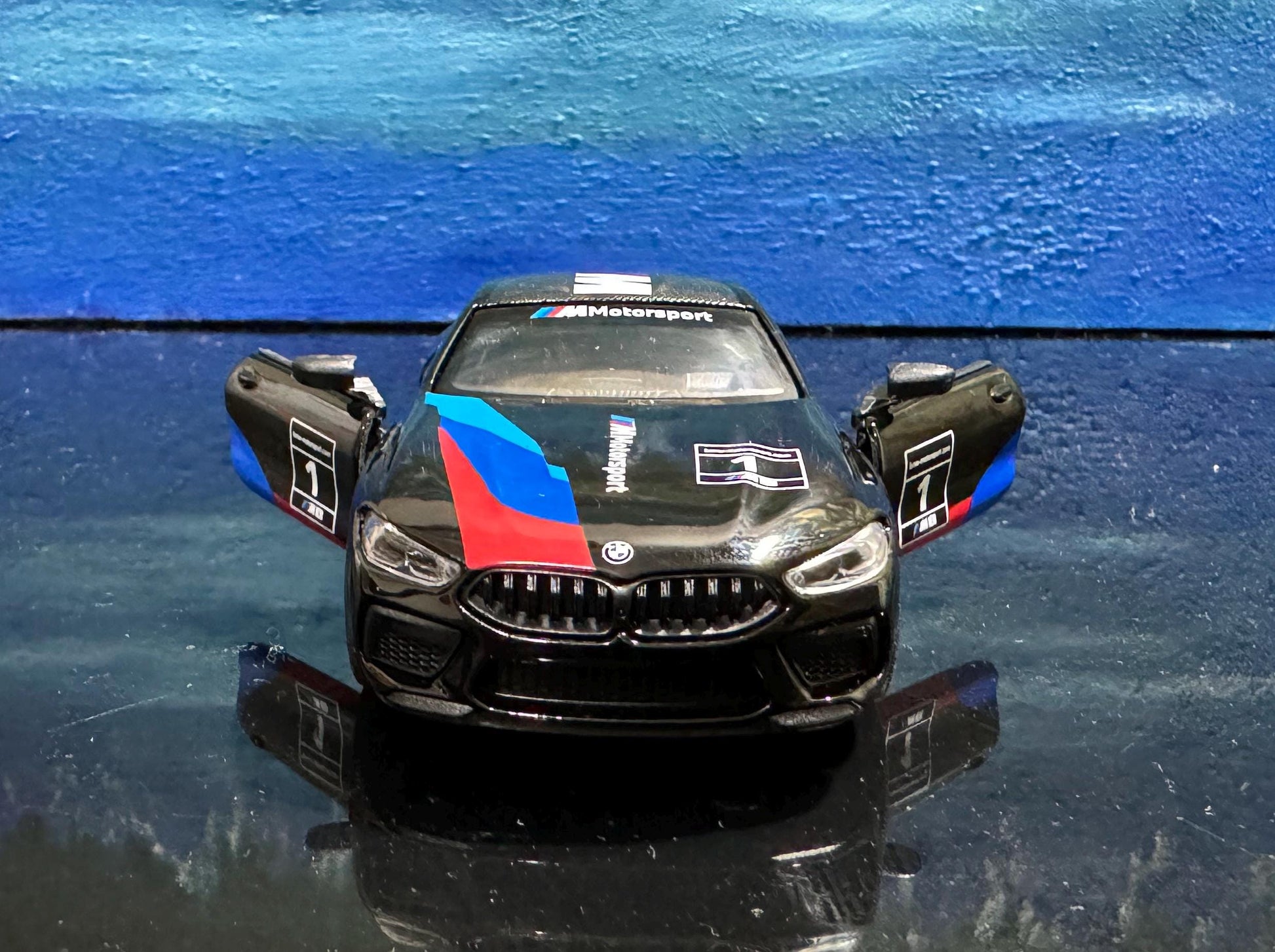 BMW M8 Competition Coupe Diecast Model Car 1:38 Scale – Pull Back, Black/White, Collectible Gift for Mom, Father's Day, Display Gift Sleeves