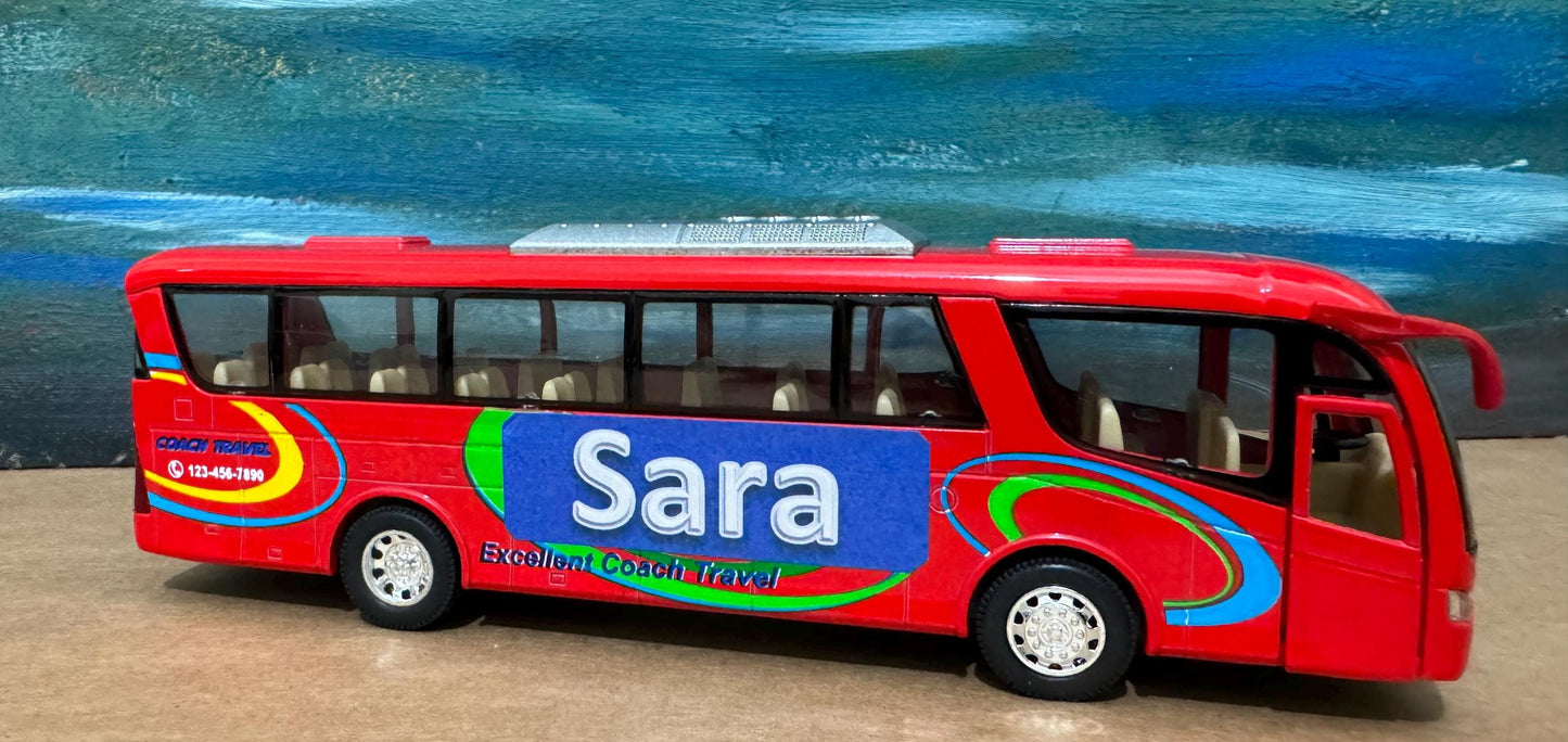 Coach Bus Diecast PERSONALISED ANY Name Toy car Model boy girl dad mom uncle grandad brother birthday Christmas gift Name Plate present New