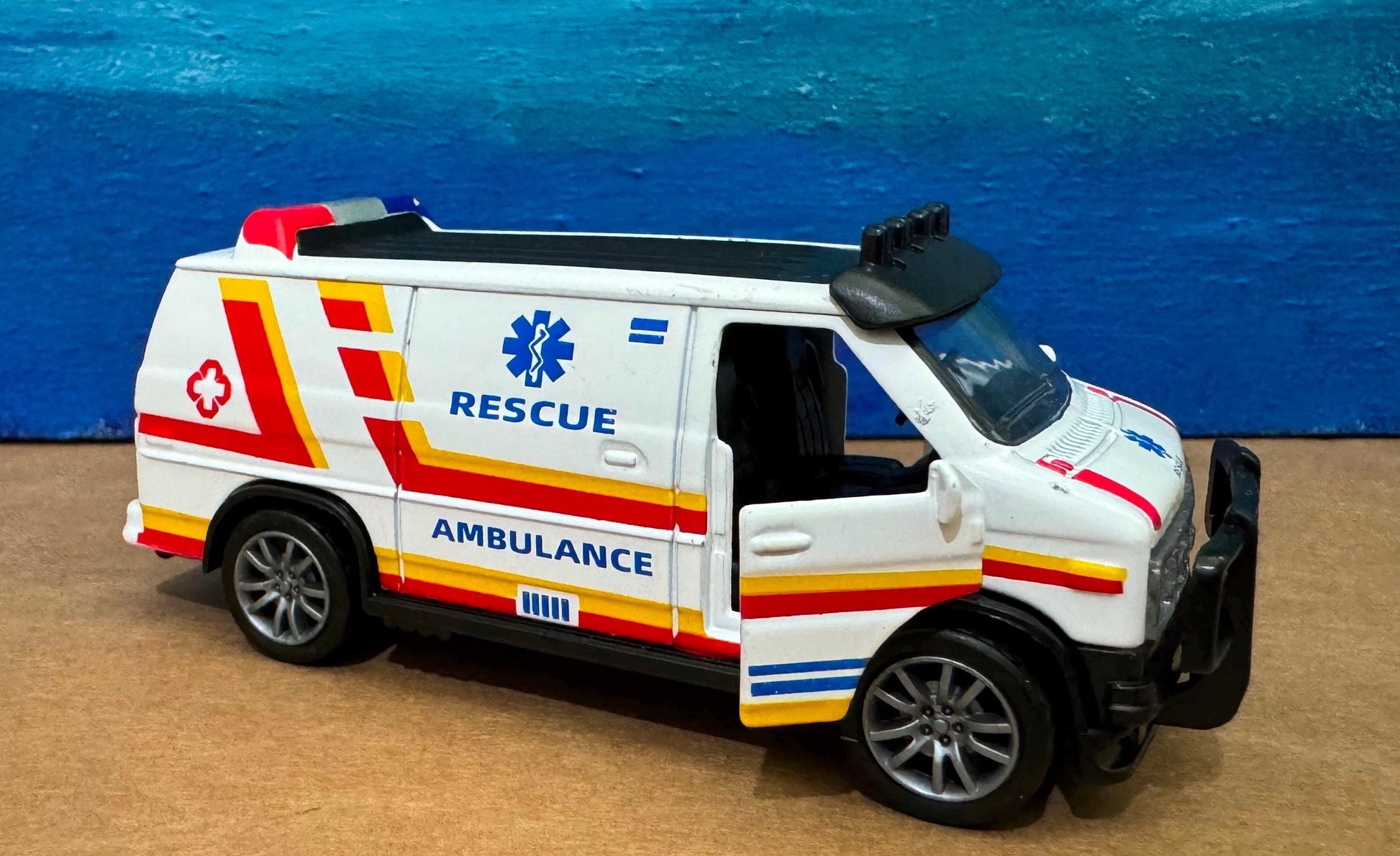 Set of 3 Rescue Vehicles, Police, Fire, Ambulance Diecast Toy Cars, Gift for Boys, Girls, Dad, Husband, First Responders, Collectors Sleeves