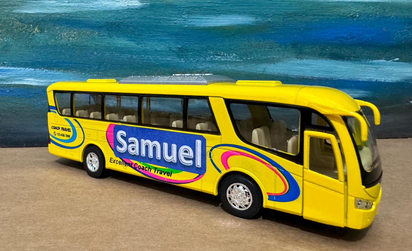 Coach Bus Diecast PERSONALISED ANY Name Toy car Model boy girl dad mom uncle grandad brother birthday Christmas gift Name Plate present New