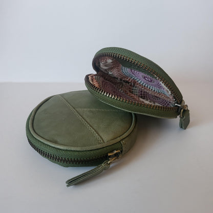 Round Coin Purse For mother day Women Zipped Wallet Soft Leather Coin Pouch Handmade Leather Wallet For Her Mini Change Purse Gift Box