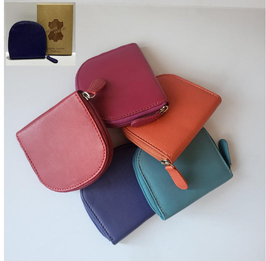Prime Hide Leather Coin Purse - Zipped Pouch Tray for Change & Cards - Gift Boxed in Various Colors - For Women girl Gift Boxed