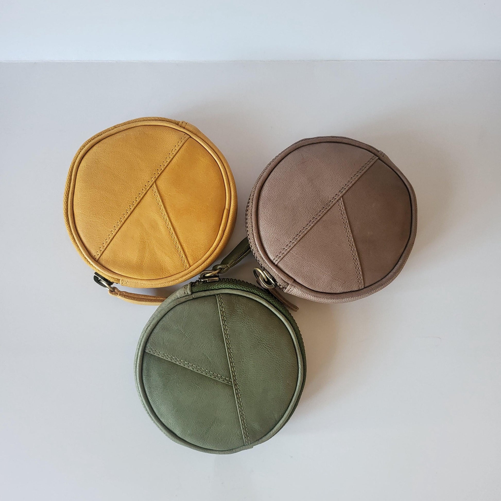 Round Coin Purse For mother day Women Zipped Wallet Soft Leather Coin Pouch Handmade Leather Wallet For Her Mini Change Purse Gift Box