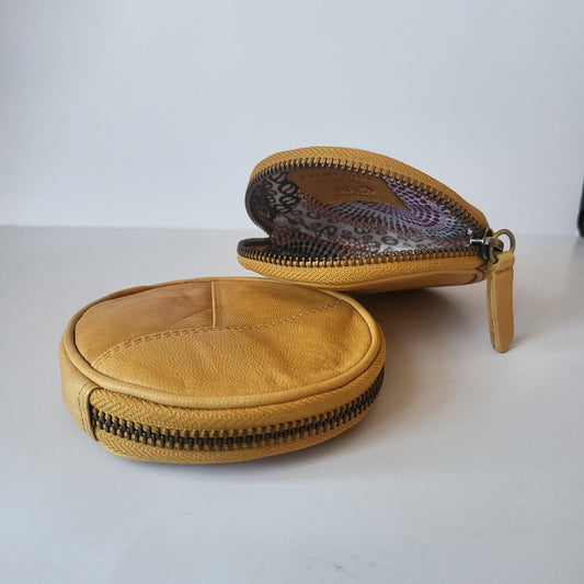 Round Coin Purse For mother day Women Zipped Wallet Soft Leather Coin Pouch Handmade Leather Wallet For Her Mini Change Purse Gift Box