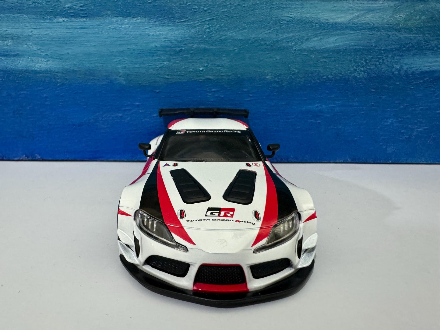 White Toyota GR Supra Racing Concept Livery Edition 1:36 - PULL BACK, Open Doors, White Gift Sleeves boy dad uncle mom special day