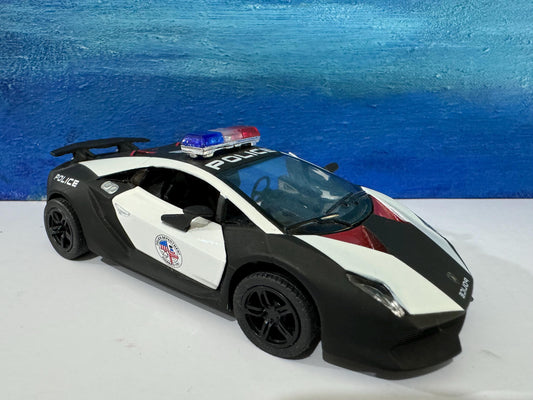 Any Name Lamborghini Sesto Elemento Police Diecast 1:38, boy brother sister dad mom gift sleeves