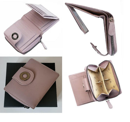 Prime Hide Leather Medium Zip Around Trifold Mauve Colour Purse 22211 Magnetic Box