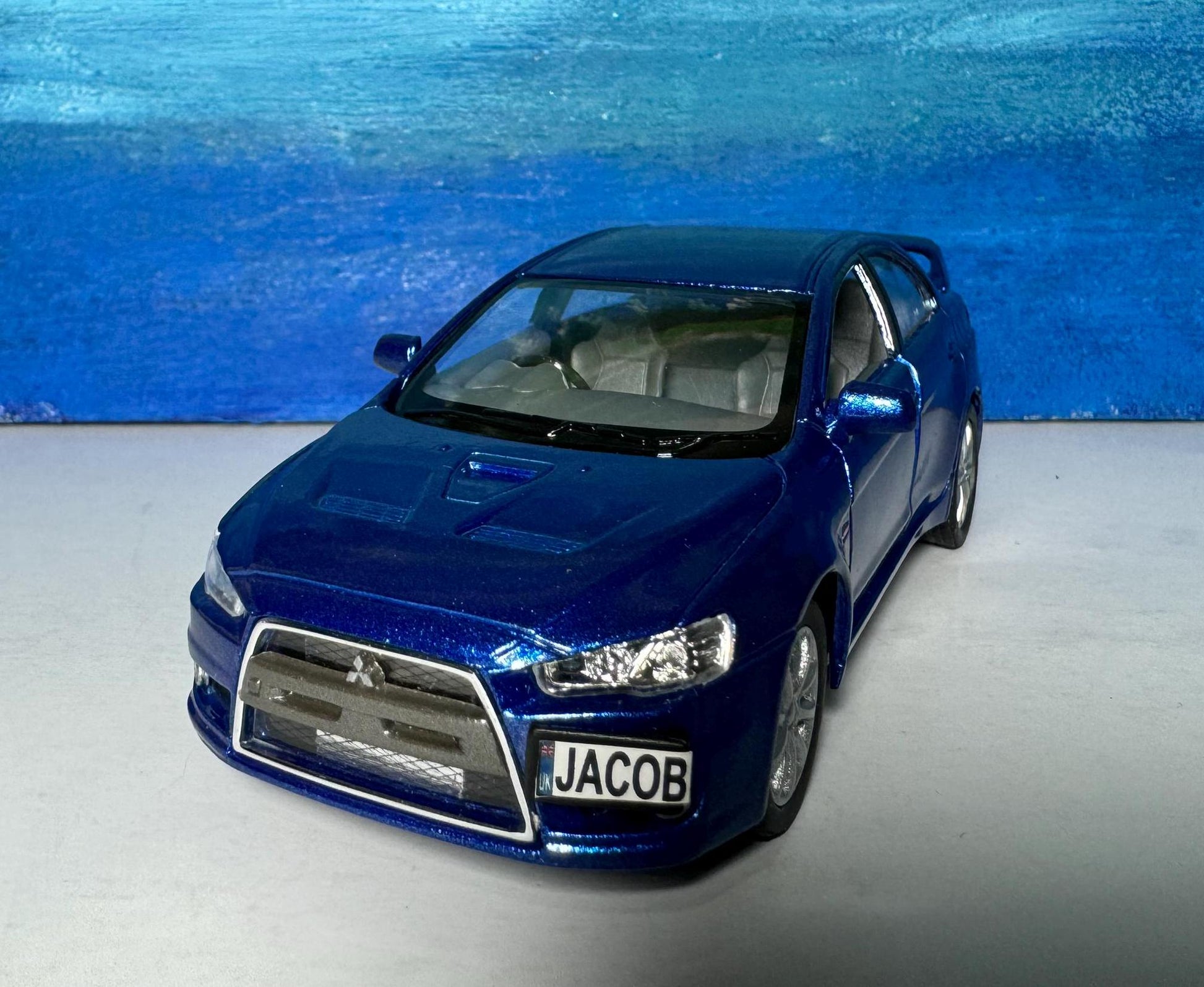 Mitsubishi Lancer Evolution X 1:36 Diecast PERSONALISED PLATES Model boy dad uncle grandad brother Birthday Christmas gift present New Boxed