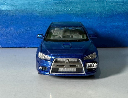 Mitsubishi Lancer Evolution X 1:36 Diecast PERSONALISED PLATES Model boy dad uncle grandad brother Birthday Christmas gift present New Boxed