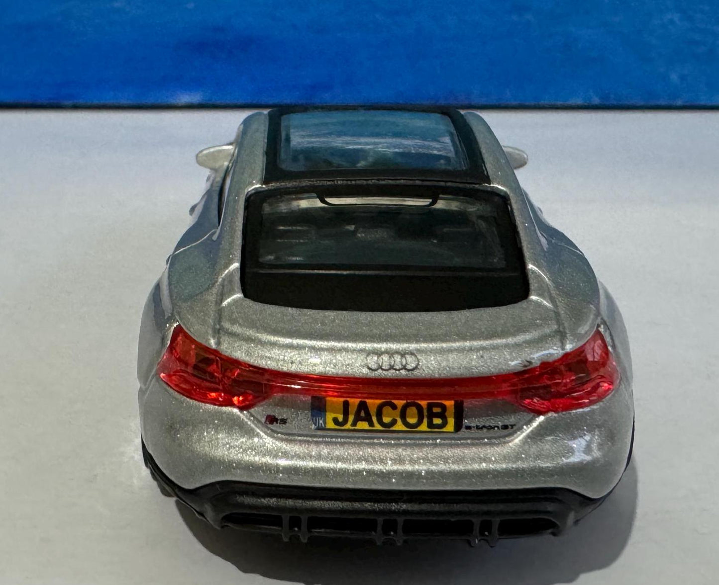 YOUR Name PLATES Audi RS e-tron Gt Toy Car Model boy girl dad uncle grandad brother Birthday gift present New Boxed 1:43 scale