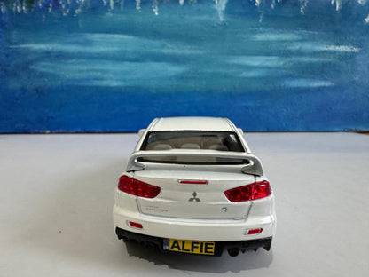Mitsubishi Lancer Evo X Licensed Diecast Model Car - Personalized Name Plate - Gift for Boy, Dad, Uncle, Grandad, Brother, Sister, Mom Boxed