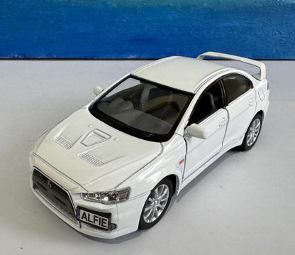 Mitsubishi Lancer Evo X Licensed Diecast Model Car - Personalized Name Plate - Gift for Boy, Dad, Uncle, Grandad, Brother, Sister, Mom Boxed
