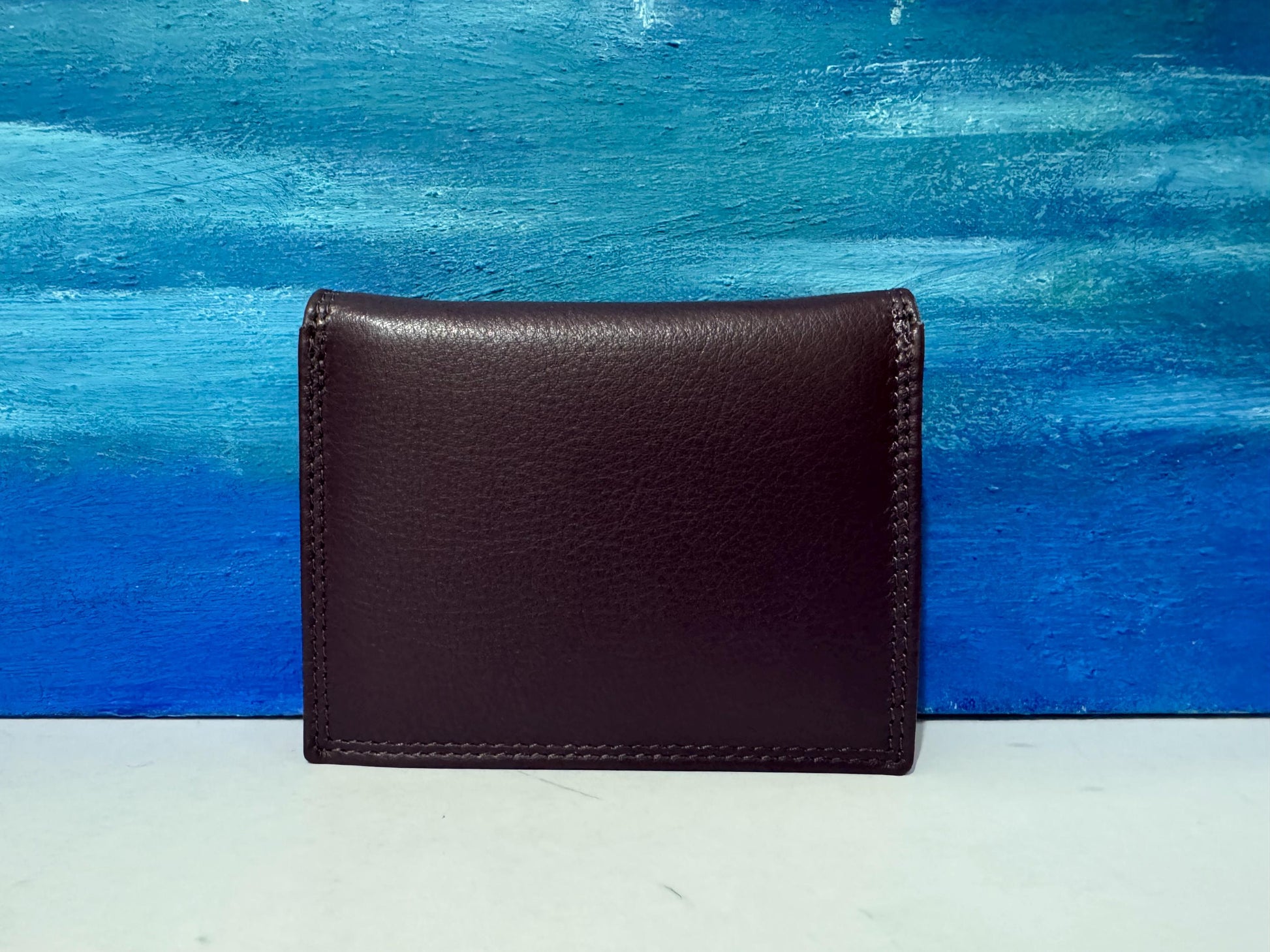 Premium Nappa Leather Wallet - Black & Blue Multi RAFID Block Card Holder - Mother's Day Gift - Slim Credit Card Purse - Gift Boxed (6090)