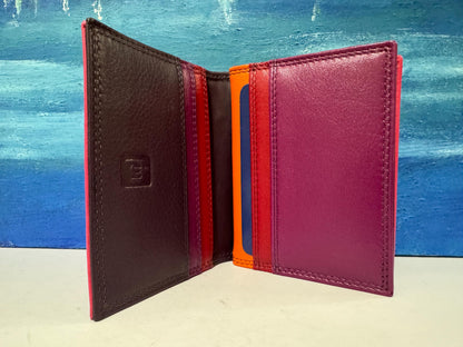 Premium Nappa Leather Wallet - Black & Blue Multi RAFID Block Card Holder - Mother's Day Gift - Slim Credit Card Purse - Gift Boxed (6090)