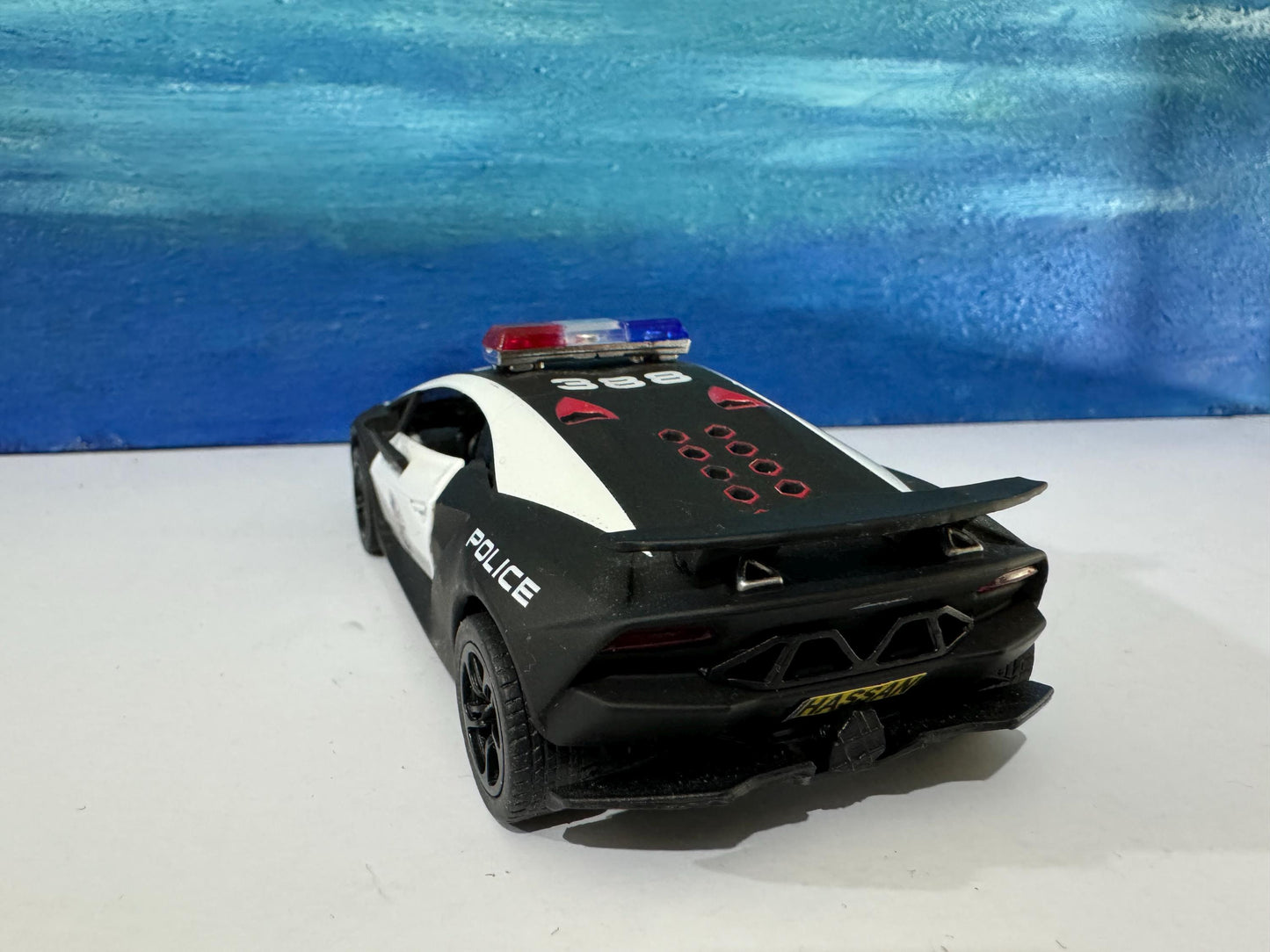 Any Name Lamborghini Sesto Elemento Police Diecast 1:38, boy brother sister dad mom gift sleeves