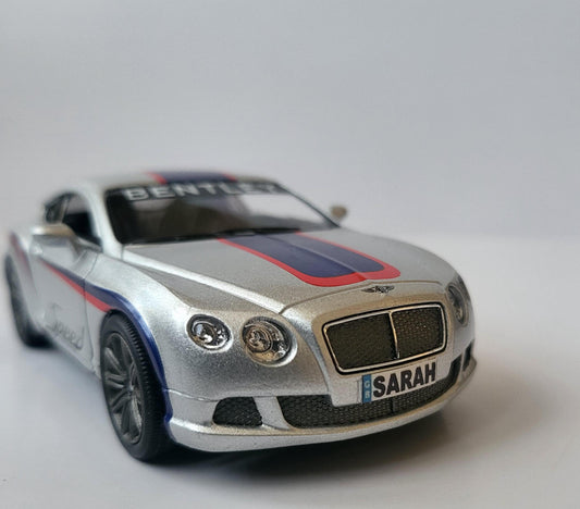Personalized Name Plate, Bentley Continental GT Speed 2012 - 1:38 Diecast Model Car - Custom Name Gift - Collectible Die-Cast Replica Sleeve