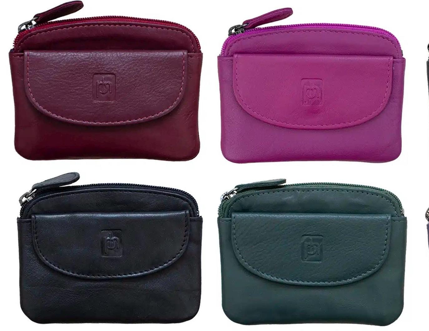 Prime Hide Soft Leather Small Coin Purse Pouch for Women Various Colours Pouch with Keychain Mini Purse For Ladies Zip Around Gift Idea Box