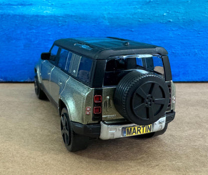 ANY Name PLATES Land Rover Defender 110 - 1:43 Scale NEW Boxed Model - Gift for Dad, Boy, Grandad, uncle - Birthday Christmas Present Boxed