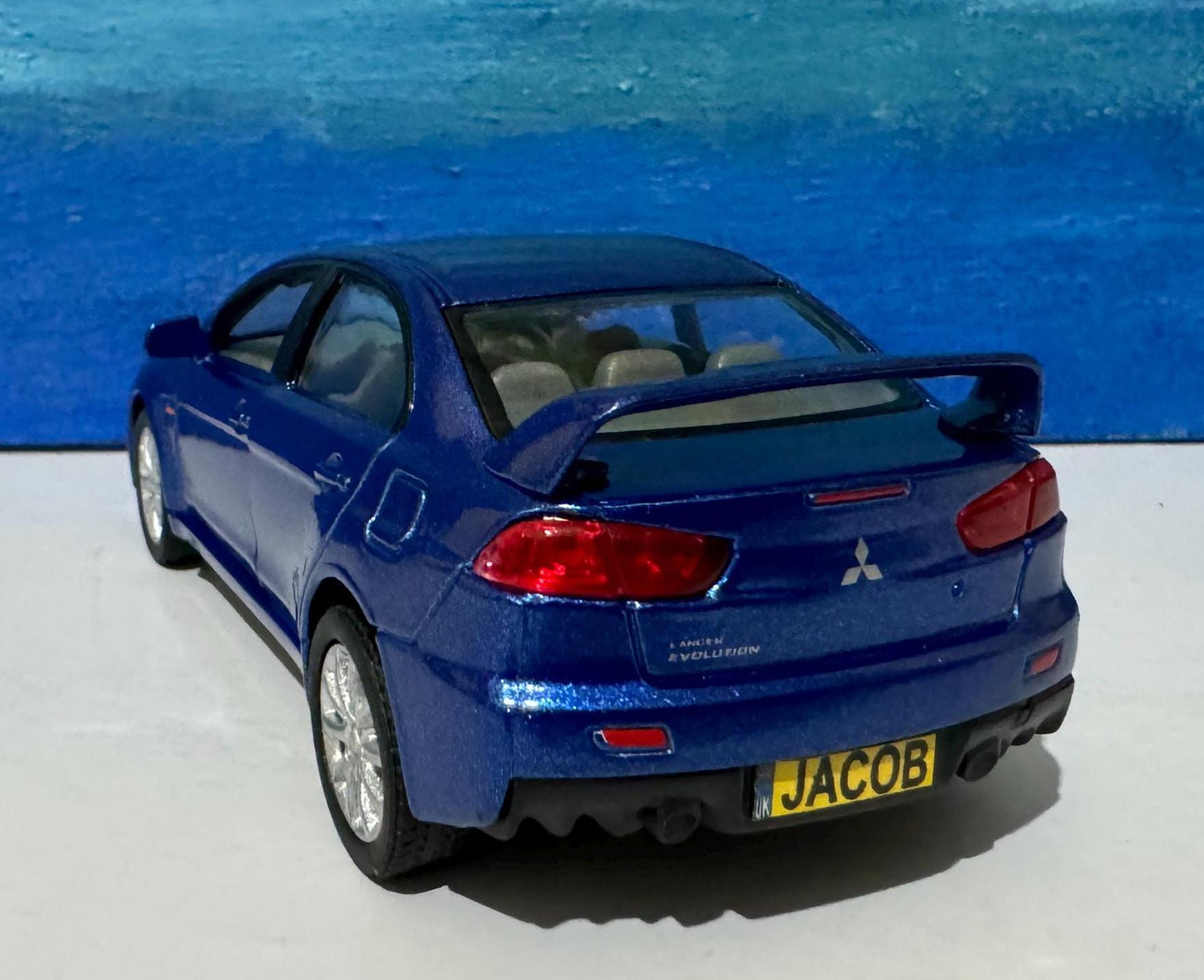 Mitsubishi Lancer Evolution X 1:36 Diecast PERSONALISED PLATES Model boy dad uncle grandad brother Birthday Christmas gift present New Boxed