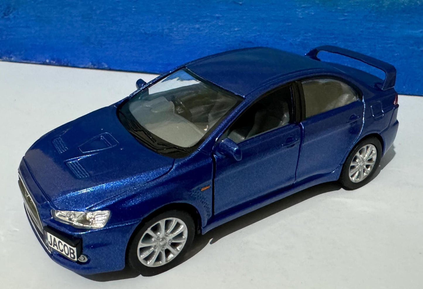 Mitsubishi Lancer Evolution X 1:36 Diecast PERSONALISED PLATES Model boy dad uncle grandad brother Birthday Christmas gift present New Boxed