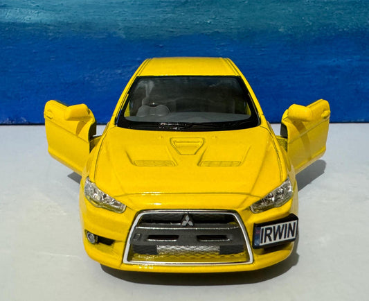 Mitsubishi Lancer Evolution X 1:36 Diecast ANY NAME PLATES Model boy dad uncle grandad brother Birthday Christmas gift present New Boxed