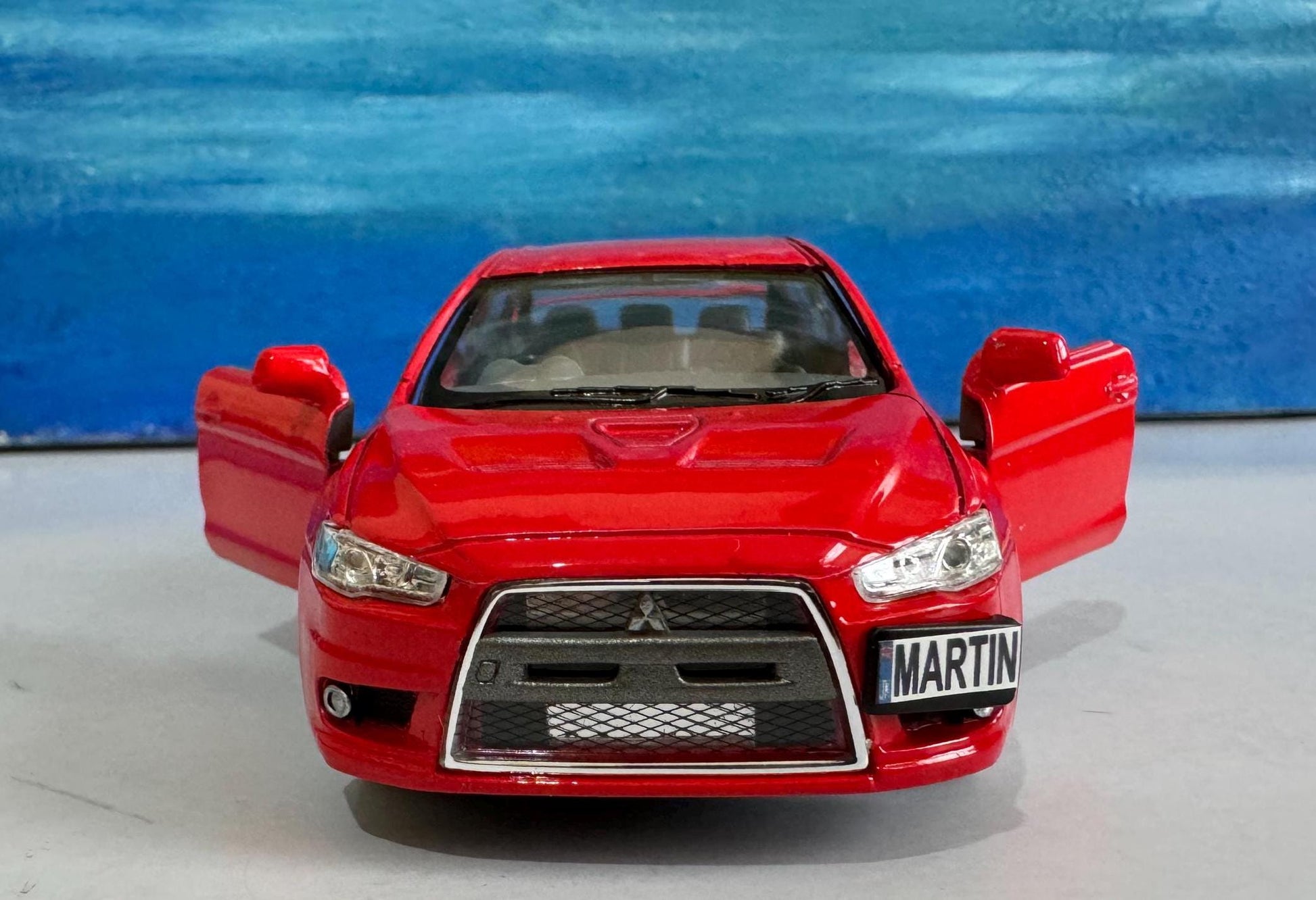 Mitsubishi Lancer Evolution X Diecast YOUR NAME PLATES Model boy dad uncle grandad brother Birthday Special day gift present New Boxed
